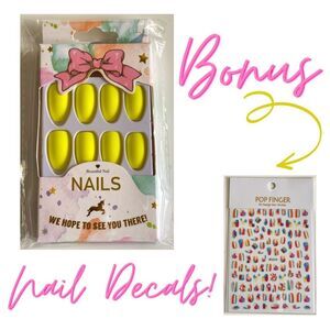 3/$20 New Coffin Nails Matte Yellow Press on Nails Coffin Acrylics Full Cover